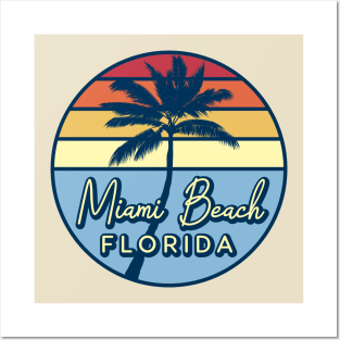 Miami Beach Florida Retro Sunset Posters and Art